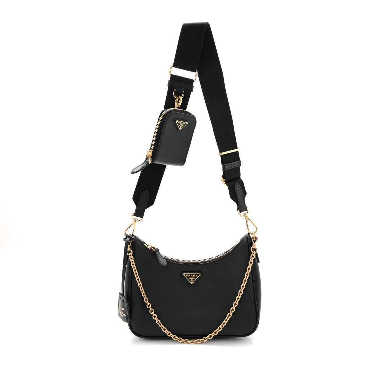 Saffiano Lux Re-Edition 2005 Shoulder Bag Black