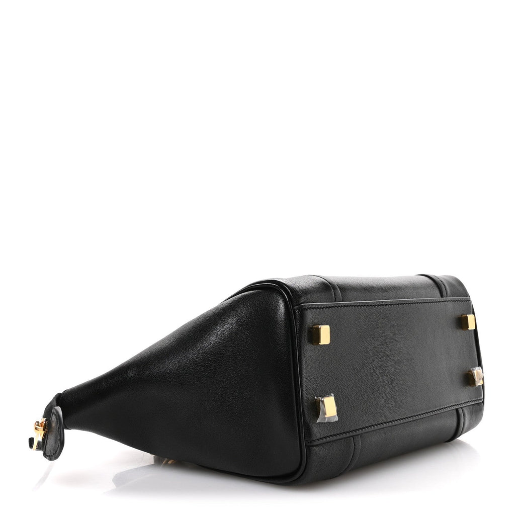 Supple Shiny Lambskin Little New Luggage Black