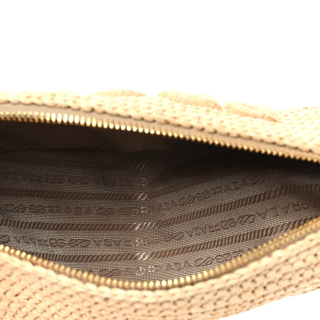Yarn Raffia Effect Crochet Triangle Shoulder Bag Naturale
