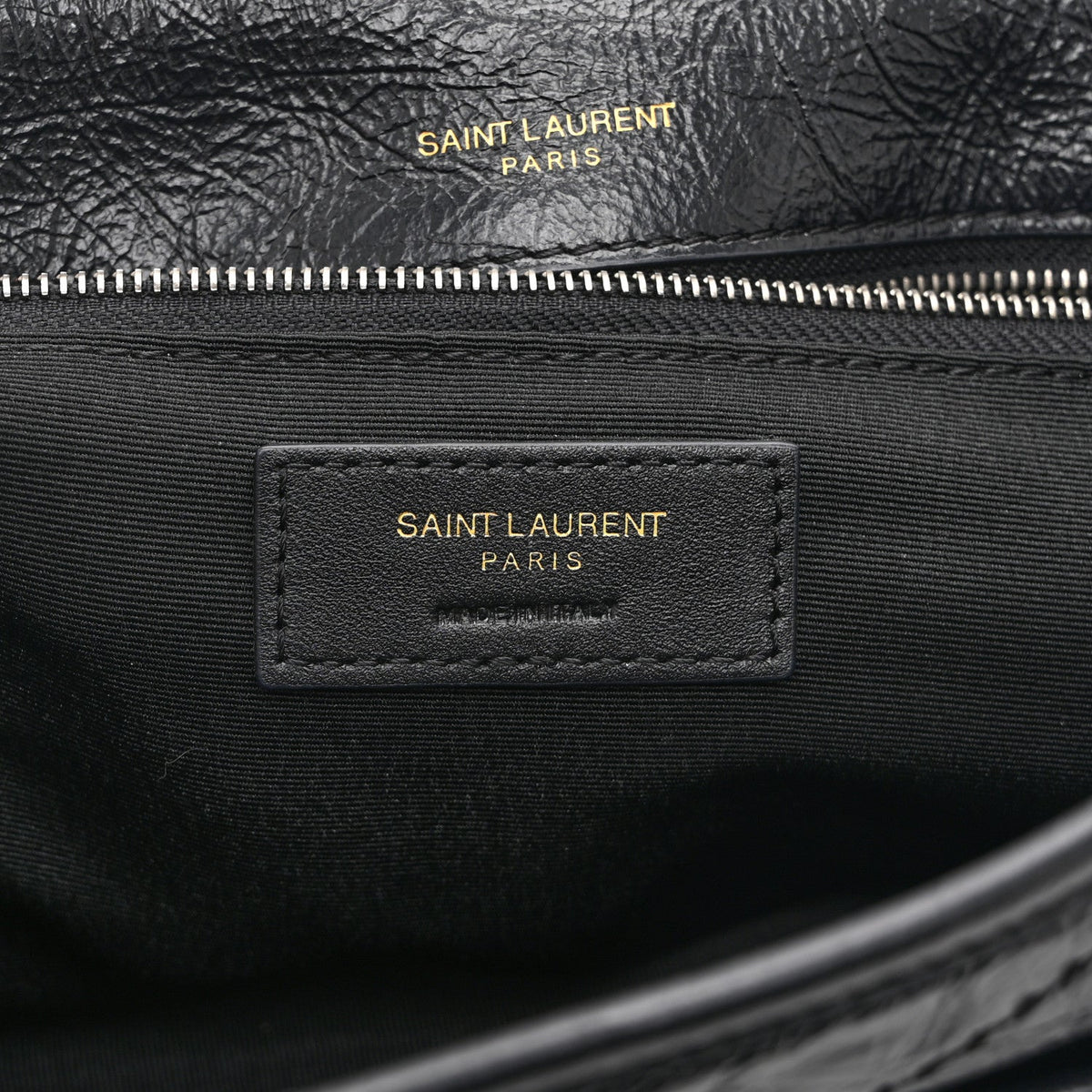 Crinkled Calfskin Matelasse Monogram Medium Niki Chain Satchel Black