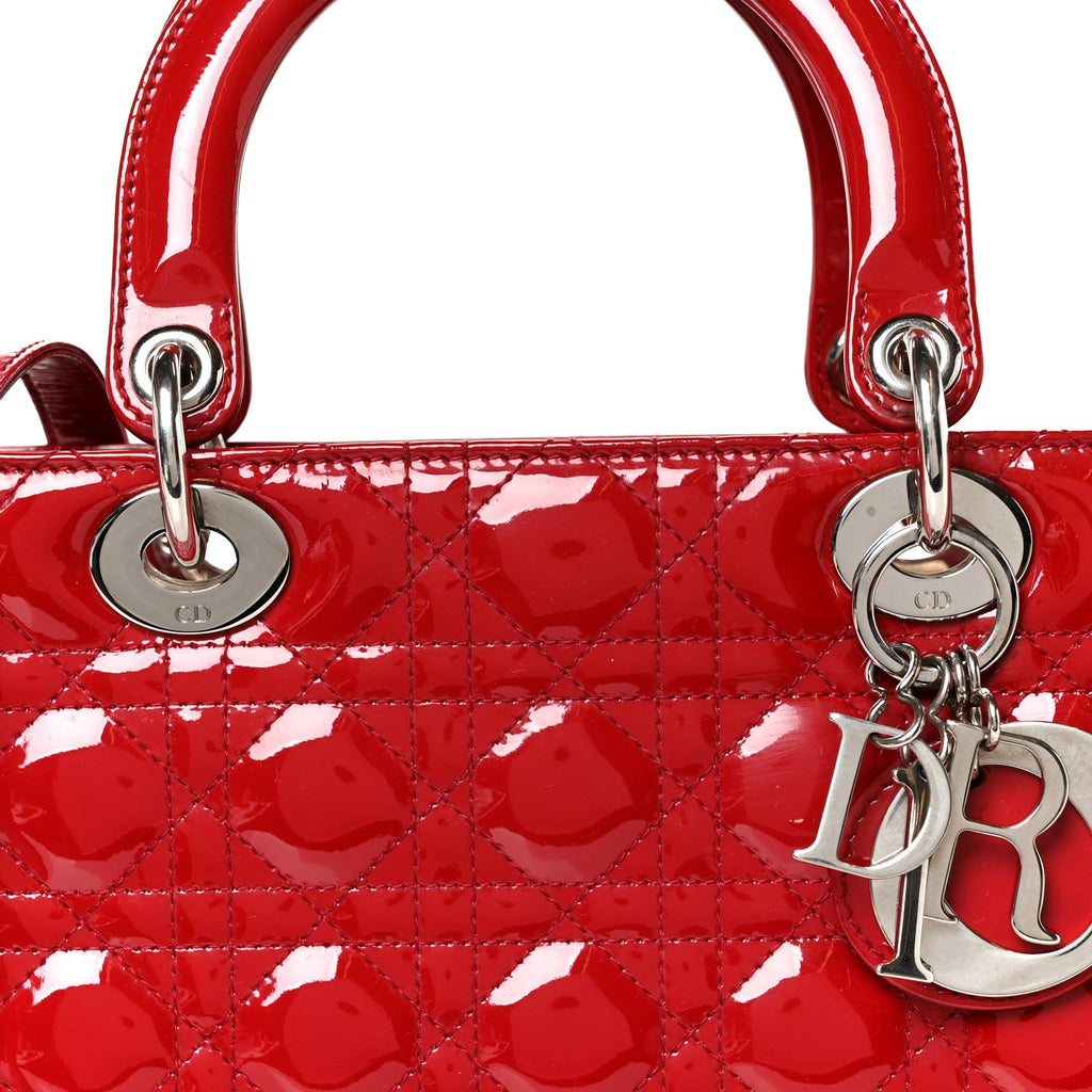 Patent Cannage Large Lady Dior Red