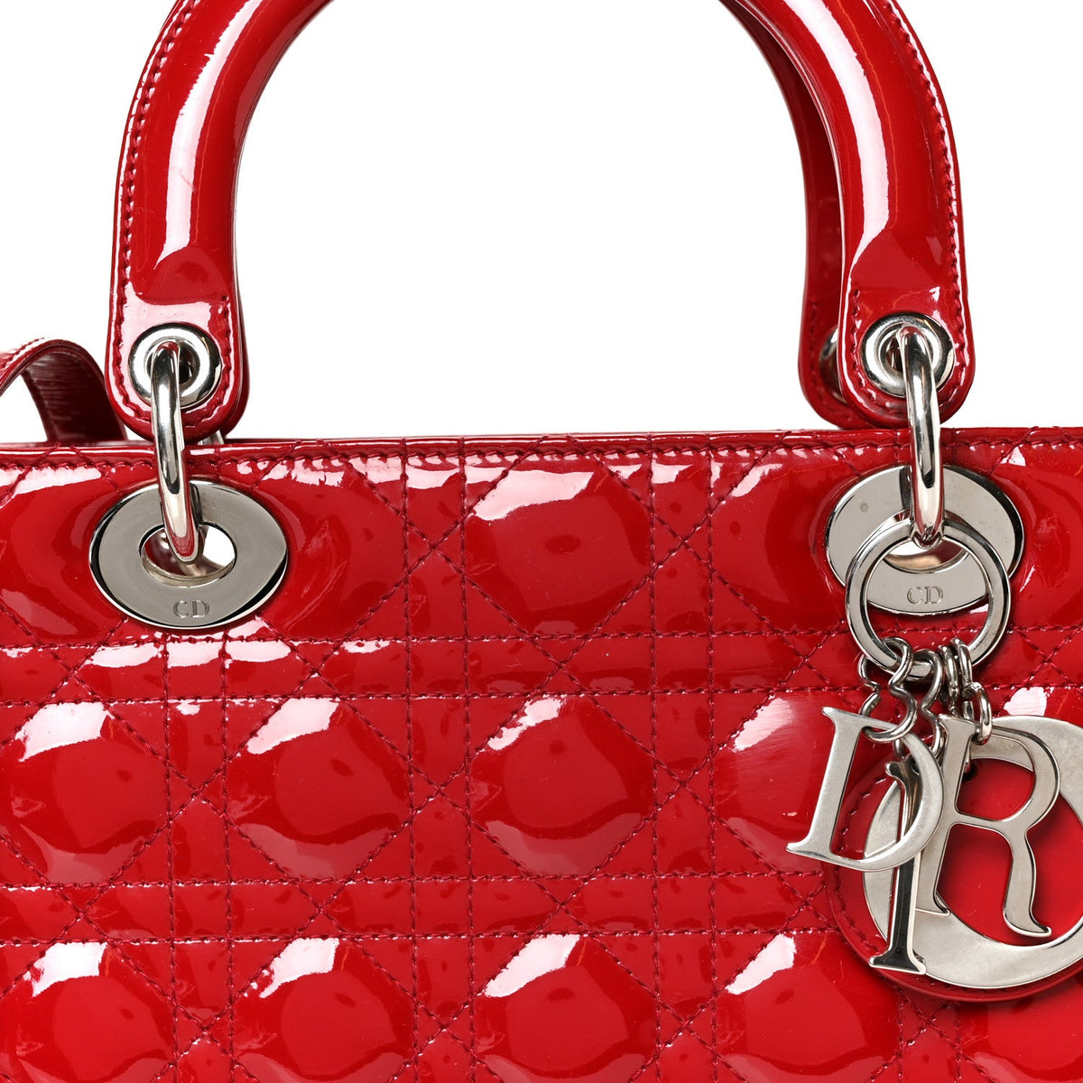 Patent Cannage Large Lady Dior Red