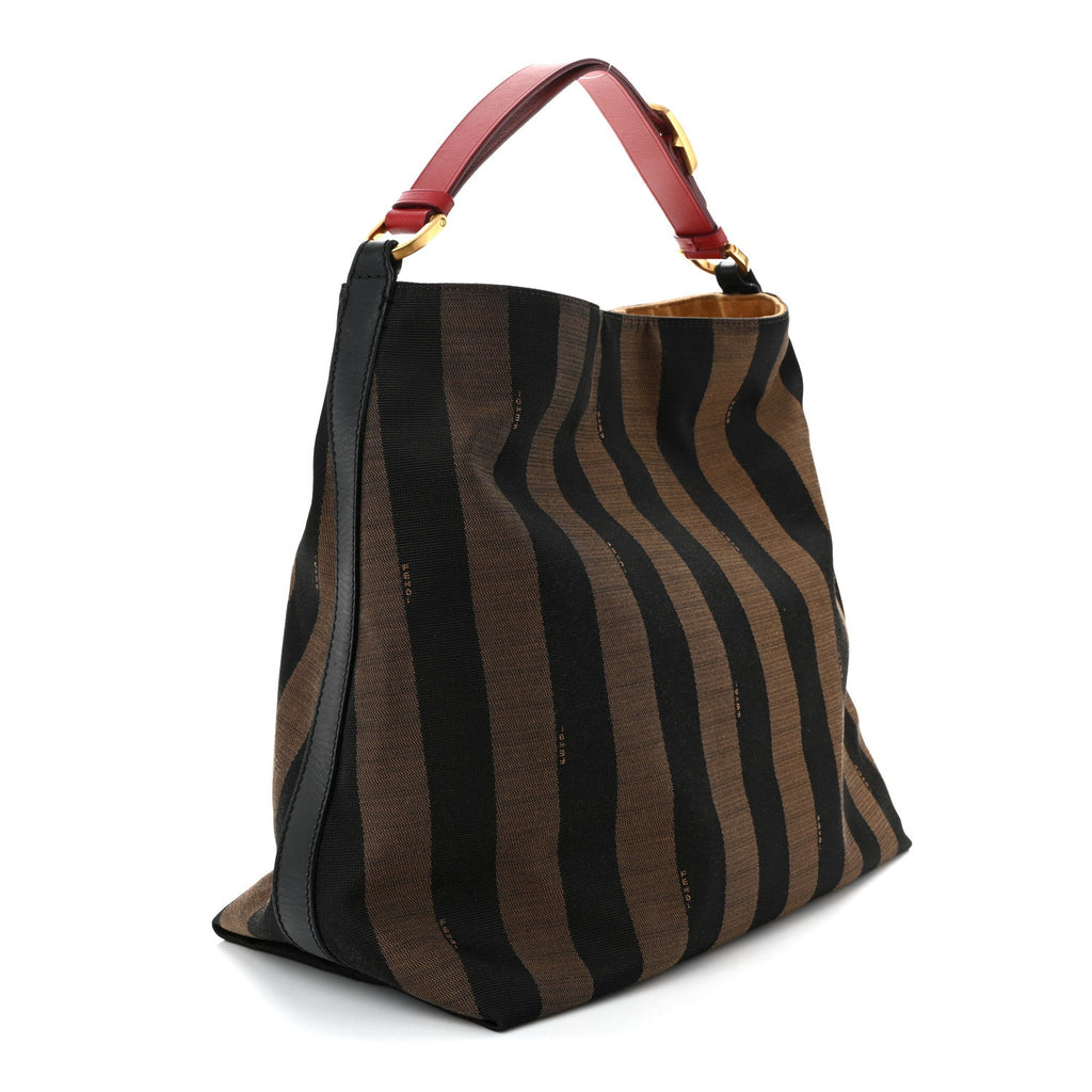 Pequin Cuoio Vegetale Medium Hobo Tobacco Rosso Black