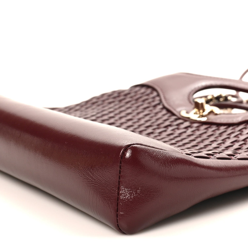 Shiny Lambskin Patent Calfskin Quilted Mini 31 Shopping Bag Dark Burgundy