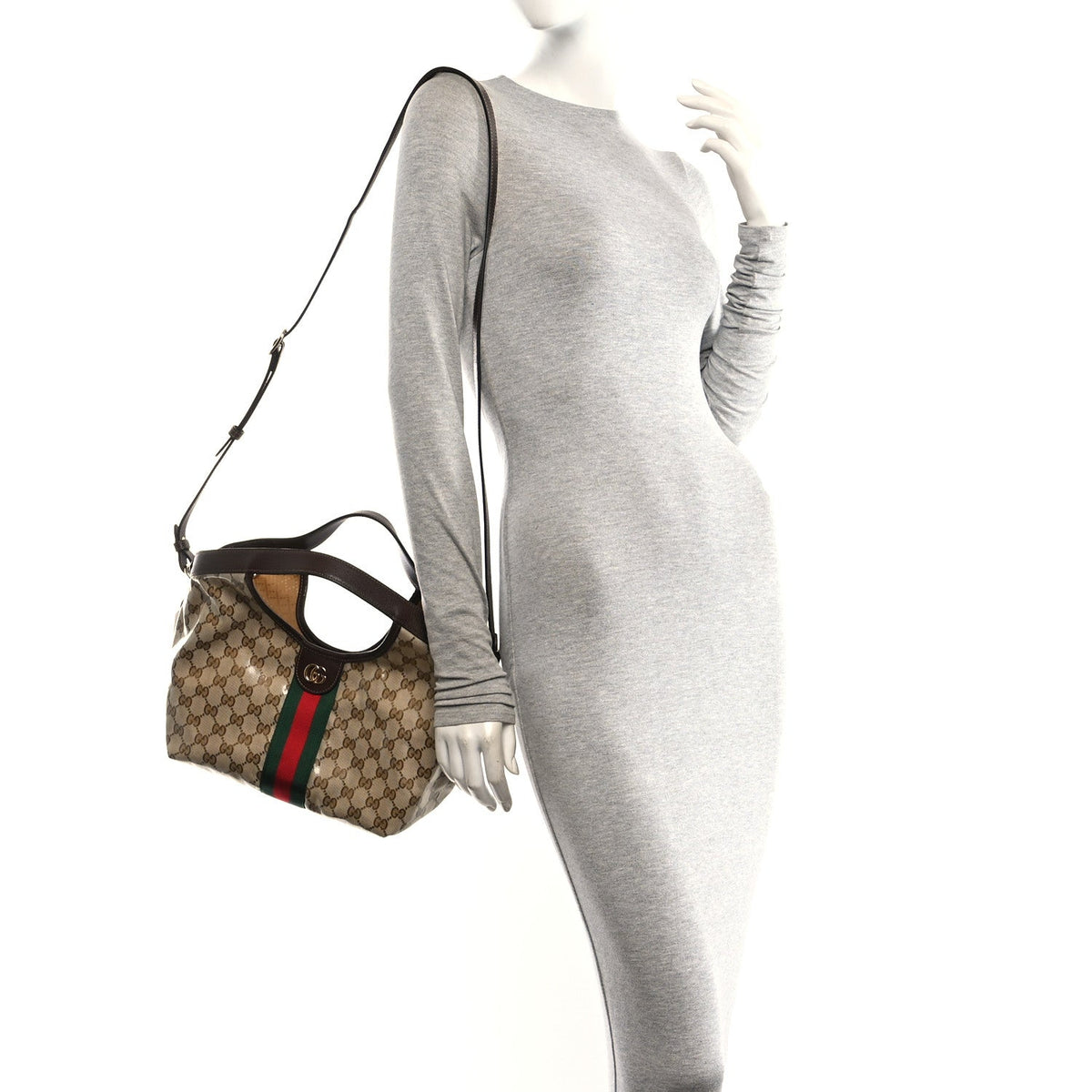 Varnished Monogram Web Small Giglio Tote Sand Dark Brown