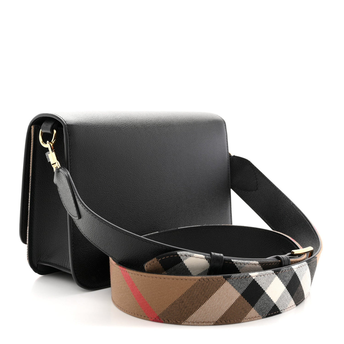 Derby Calfskin House Check Mackford Crossbody Bag Black