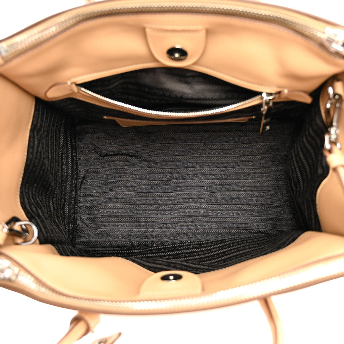 City Calf Twin Pocket Tote Noisette