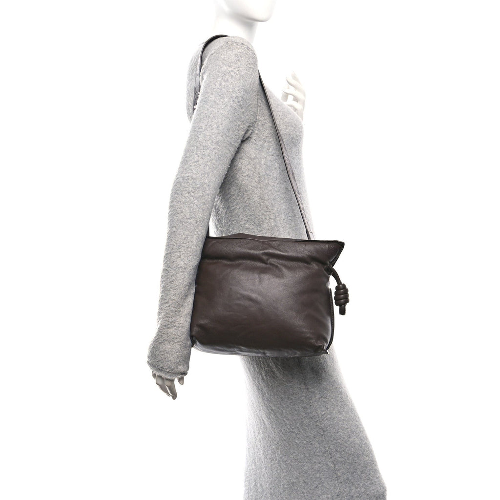 Calfskin Flamenco Puffer Knot Bag Dark Brown