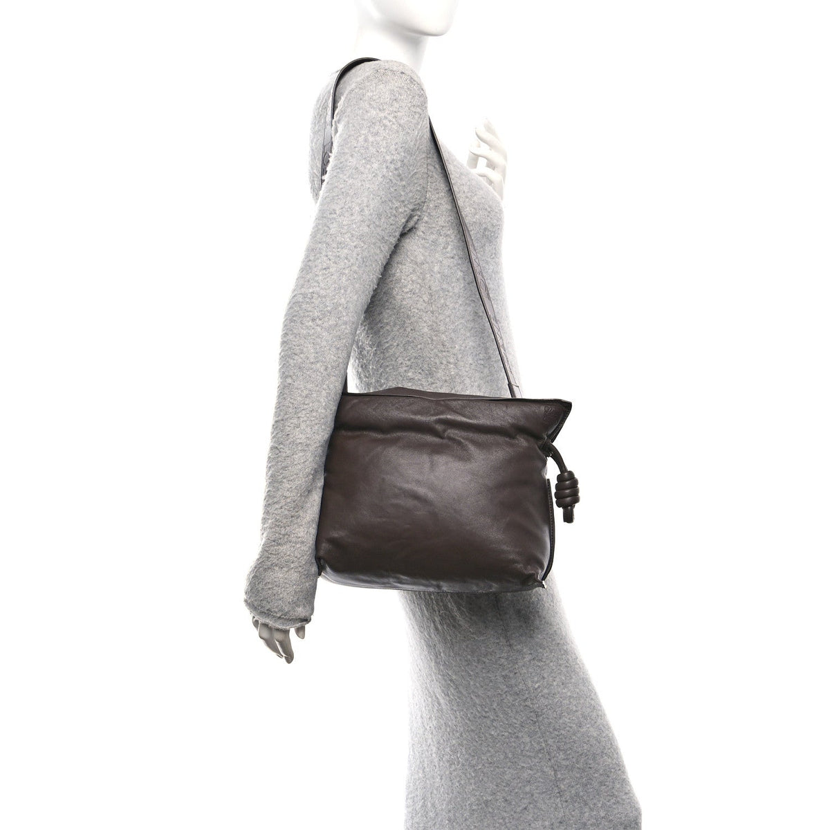 Calfskin Flamenco Puffer Knot Bag Dark Brown