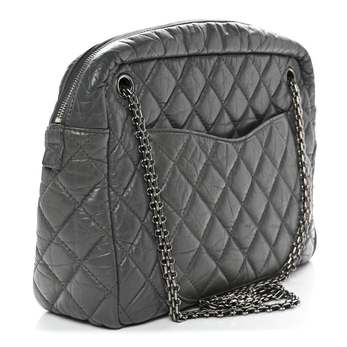 Aged Calfskin Quilted Large Reissue Camera Case Grey