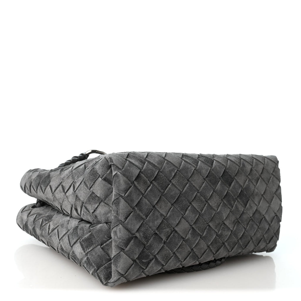 Suede Intrecciato Small Andiamo Shoulder Bag Graphite