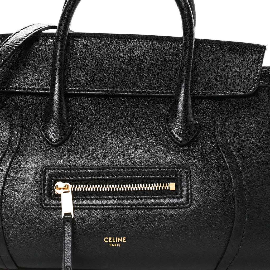 Supple Shiny Lambskin Little New Luggage Black