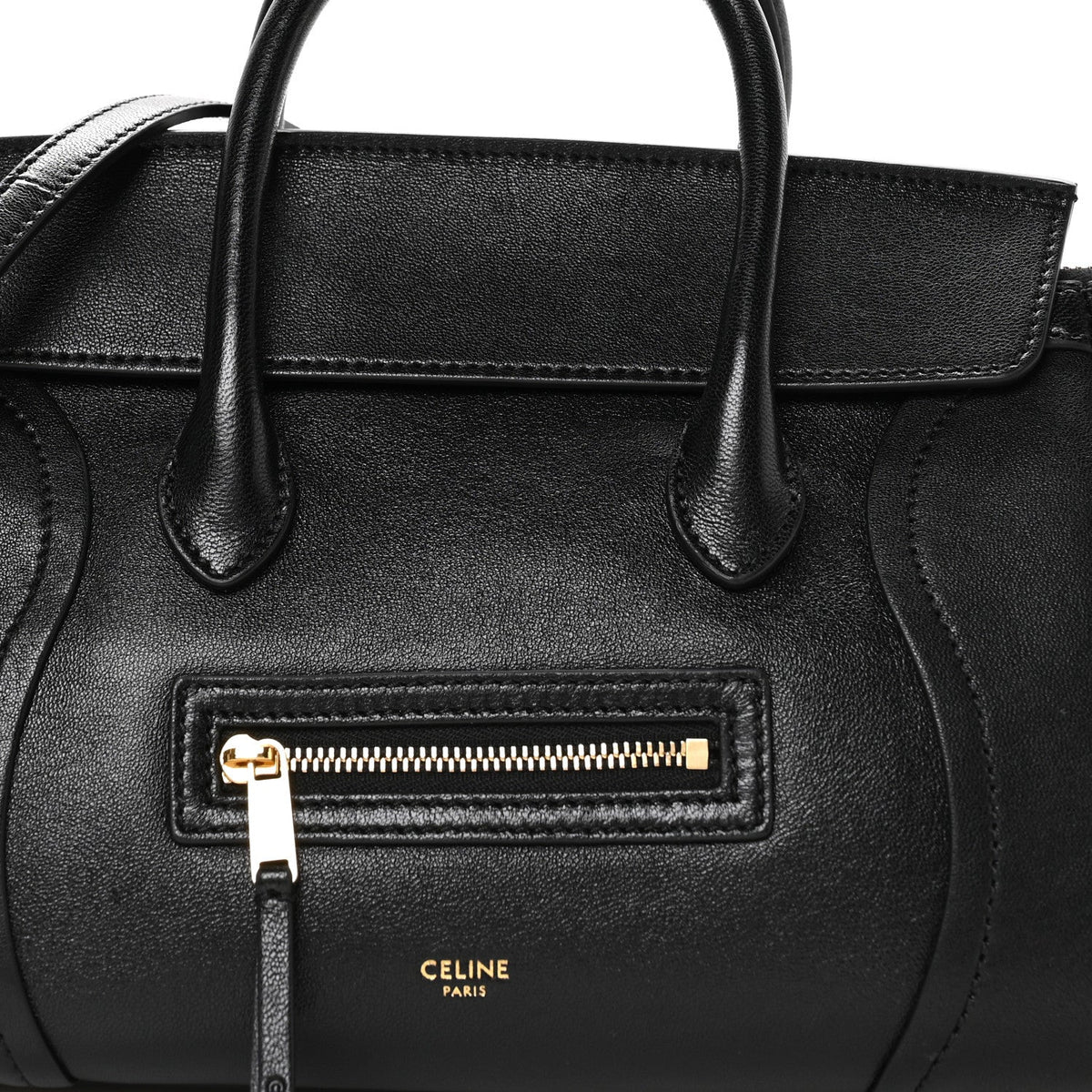 Supple Shiny Lambskin Little New Luggage Black