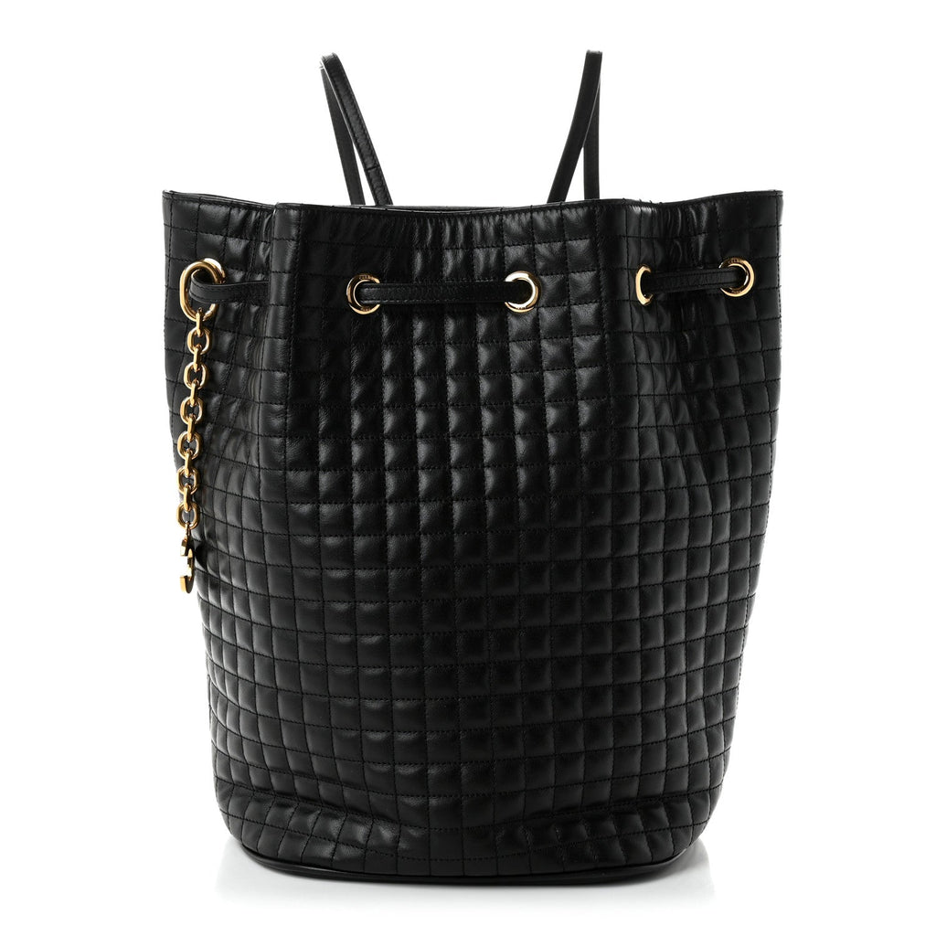 Calfskin Quilted Small C Backpack Black Black