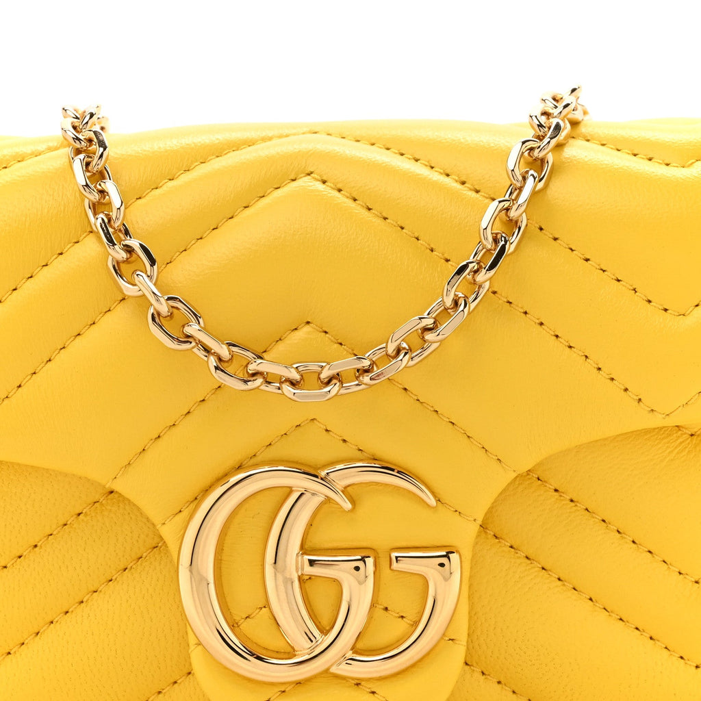 Lambskin Matelasse Mini GG Marmont Shoulder Bag Yellow