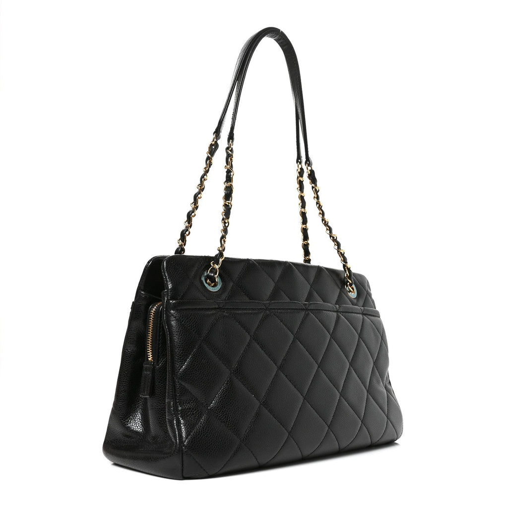 Caviar Quilted Timeless CC Soft Tote Black