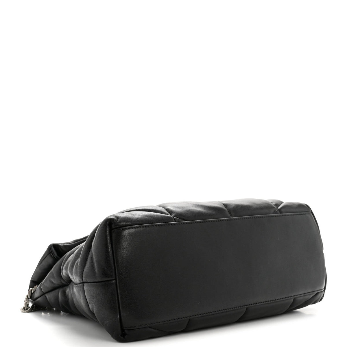 Lambskin Quilted Medium Loulou Puffer Monogram Chain Satchel Black