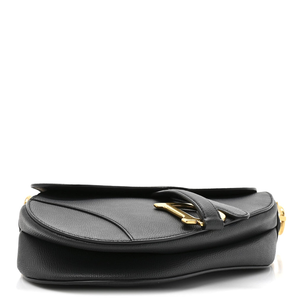Grained Calfskin Saddle Bag Black