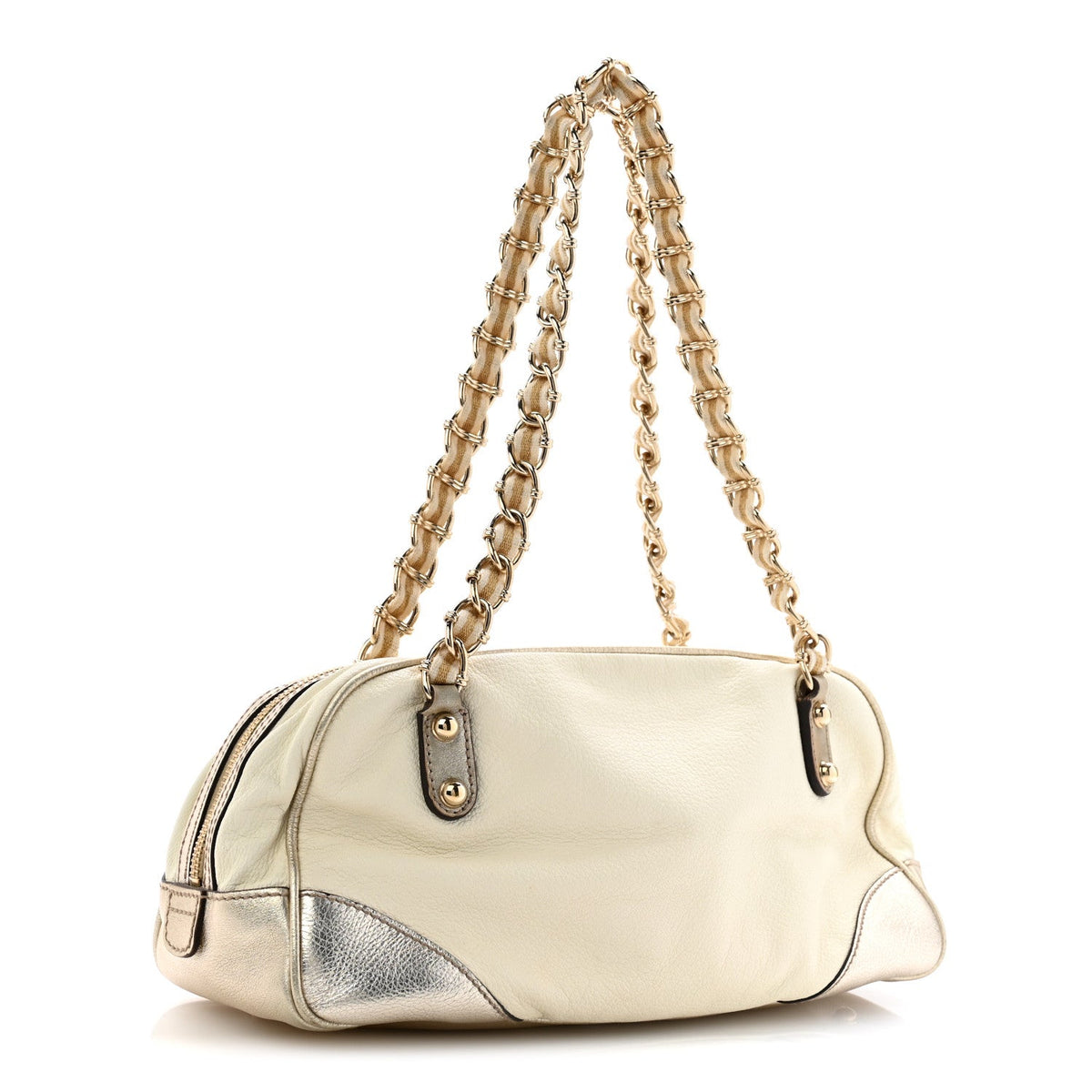 Goatskin Small Capri Bowler White Gold