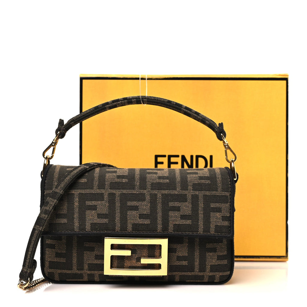 Fabric Jacquard FF 1974 Mini Baguette Tobacco Moro Black