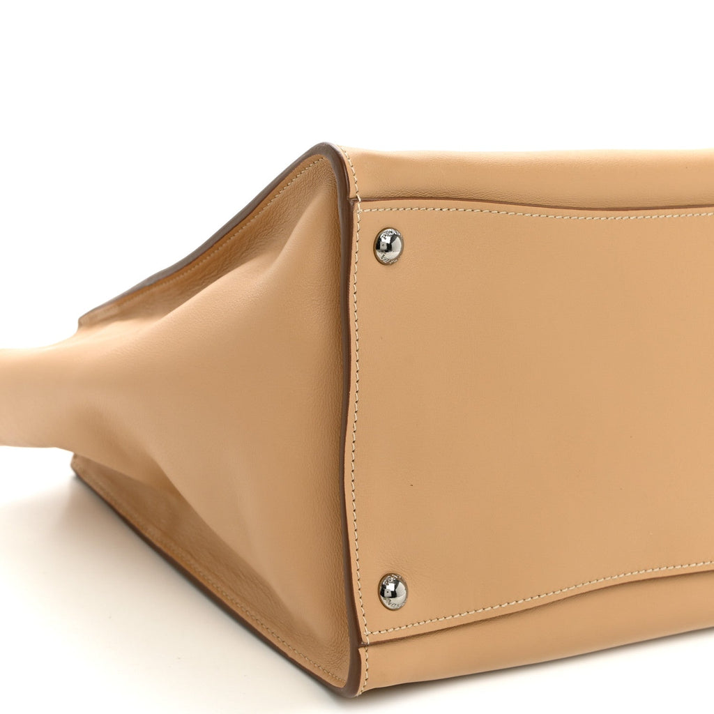 City Calf Twin Pocket Tote Noisette