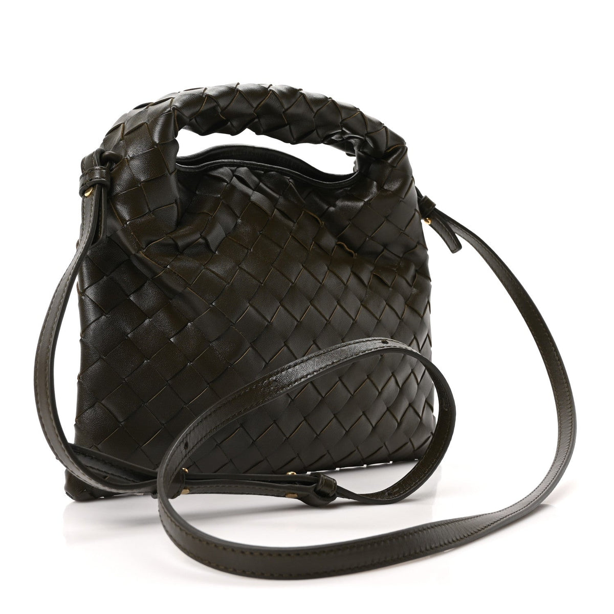 Calfskin Intrecciato Mini Hop Khaki