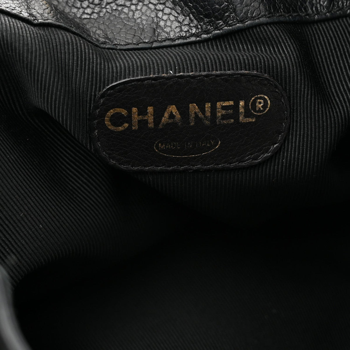 Caviar CC Drawstring Shoulder Bag Black