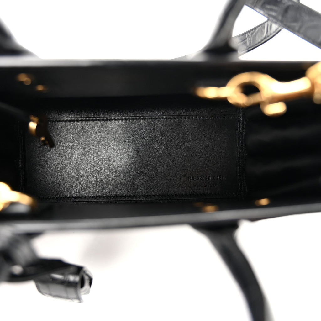 Calfskin Crocodile Embossed Nano Sac De Jour Black