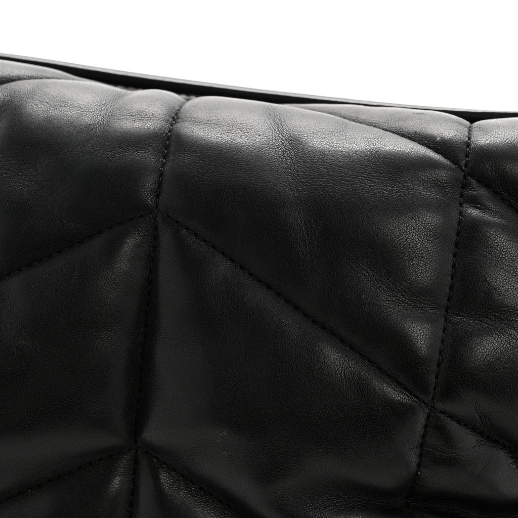 Lambskin Quilted Medium Loulou Puffer Monogram Chain Satchel Black