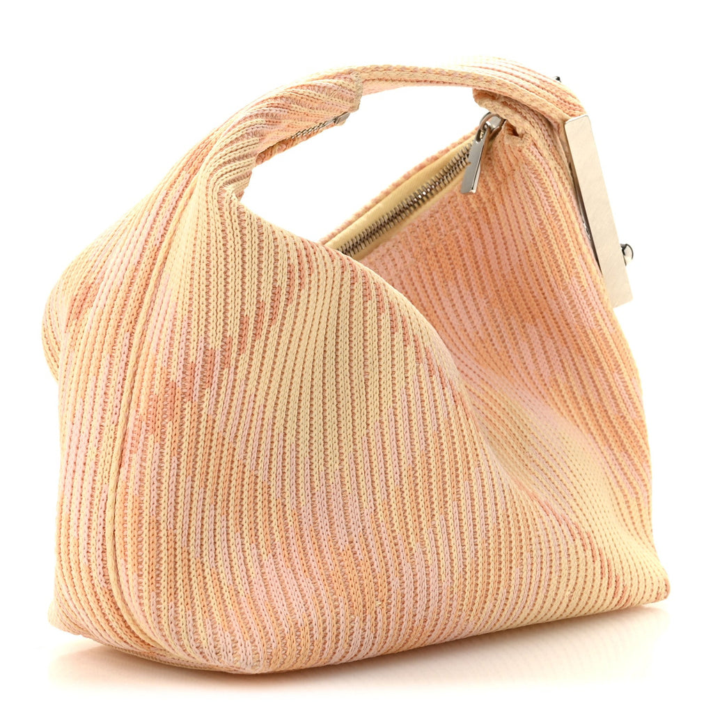 Canvas Knitted Check Mini Peg Duffle Bag Sherbert