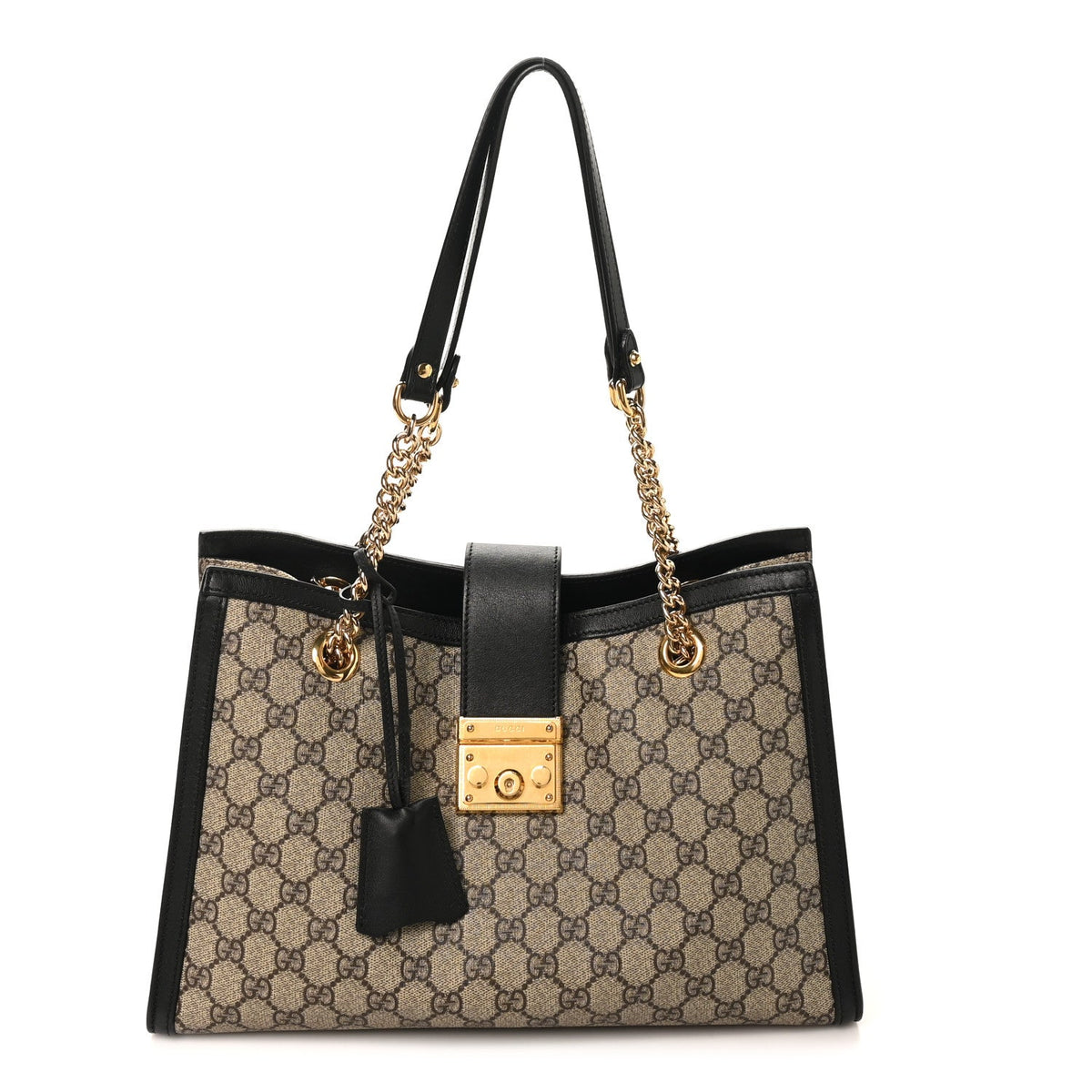GG Supreme Monogram Medium Padlock Tote Black