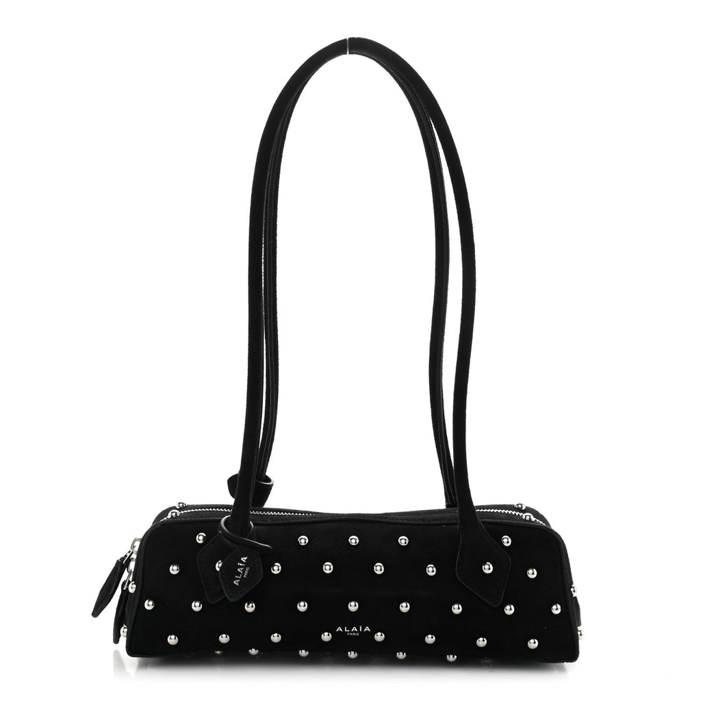 Nubuck Studded Small Le Teckel Bag  Black