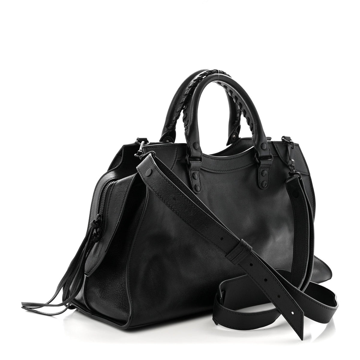 Grained Calfskin Neo Classic Black Hardware Medium City Black