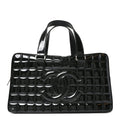 Patent Quilted Chocolate Bar Bowler Black