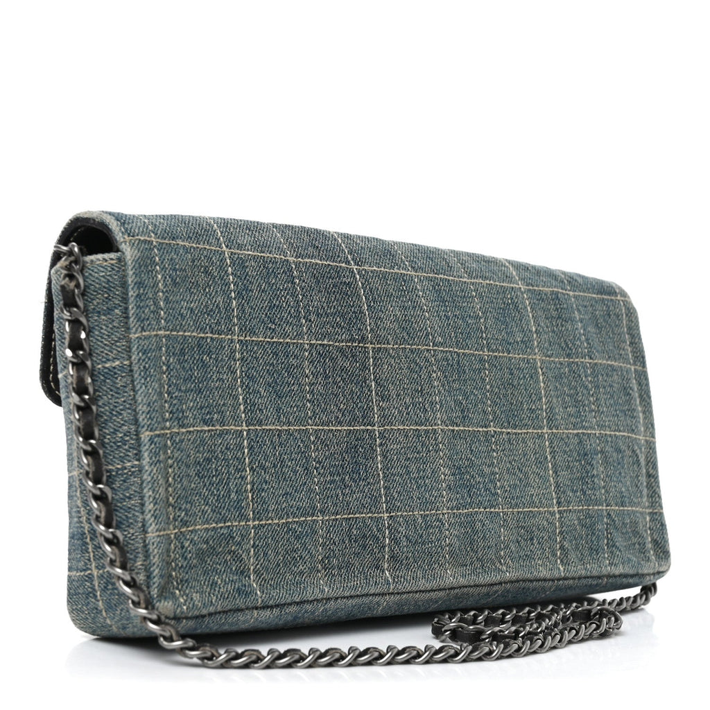 Denim Chocolate Bar Quilted East West Flap