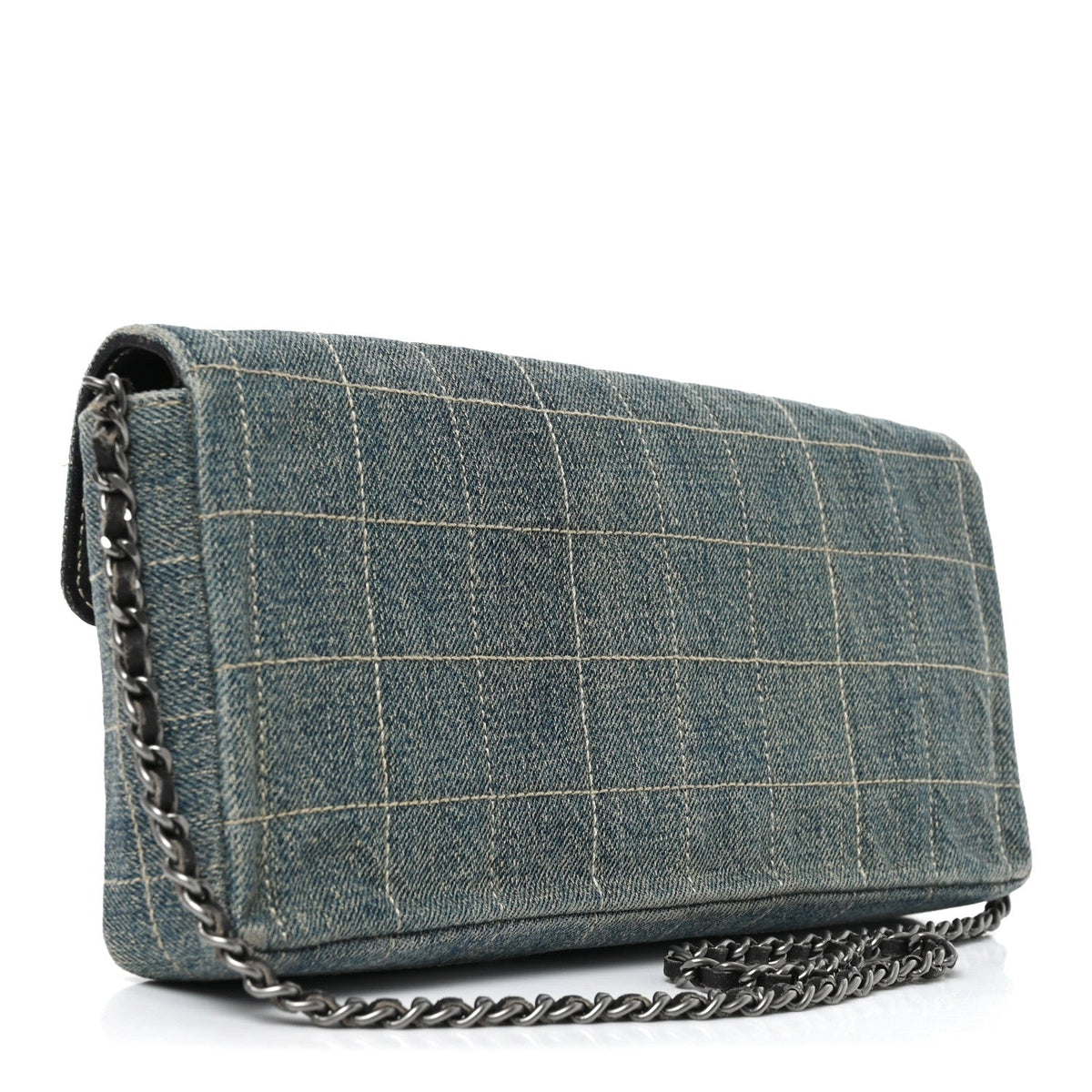 Denim Chocolate Bar Quilted East West Flap