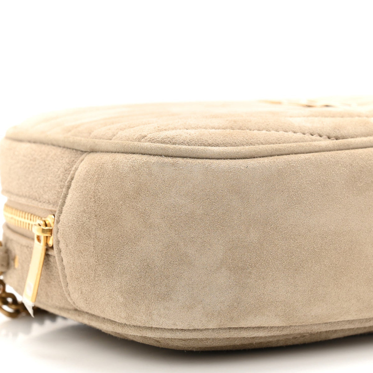 Suede Matelasse Monogram Mini Lou Camera Bag Matte Gold