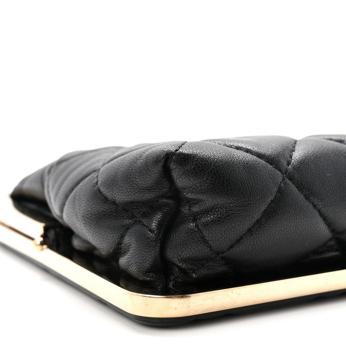 Lambskin Plexi Quilted CC Evening Clutch With Chain Black