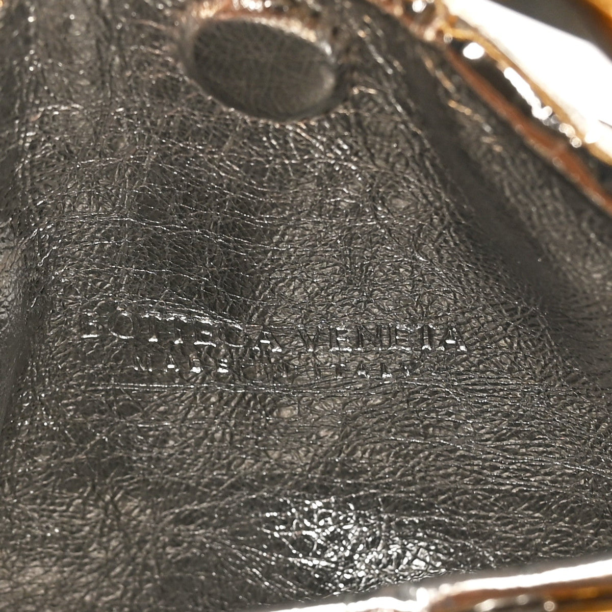 Metallic Lambskin Intrecciato Mini Hop Silver Gold