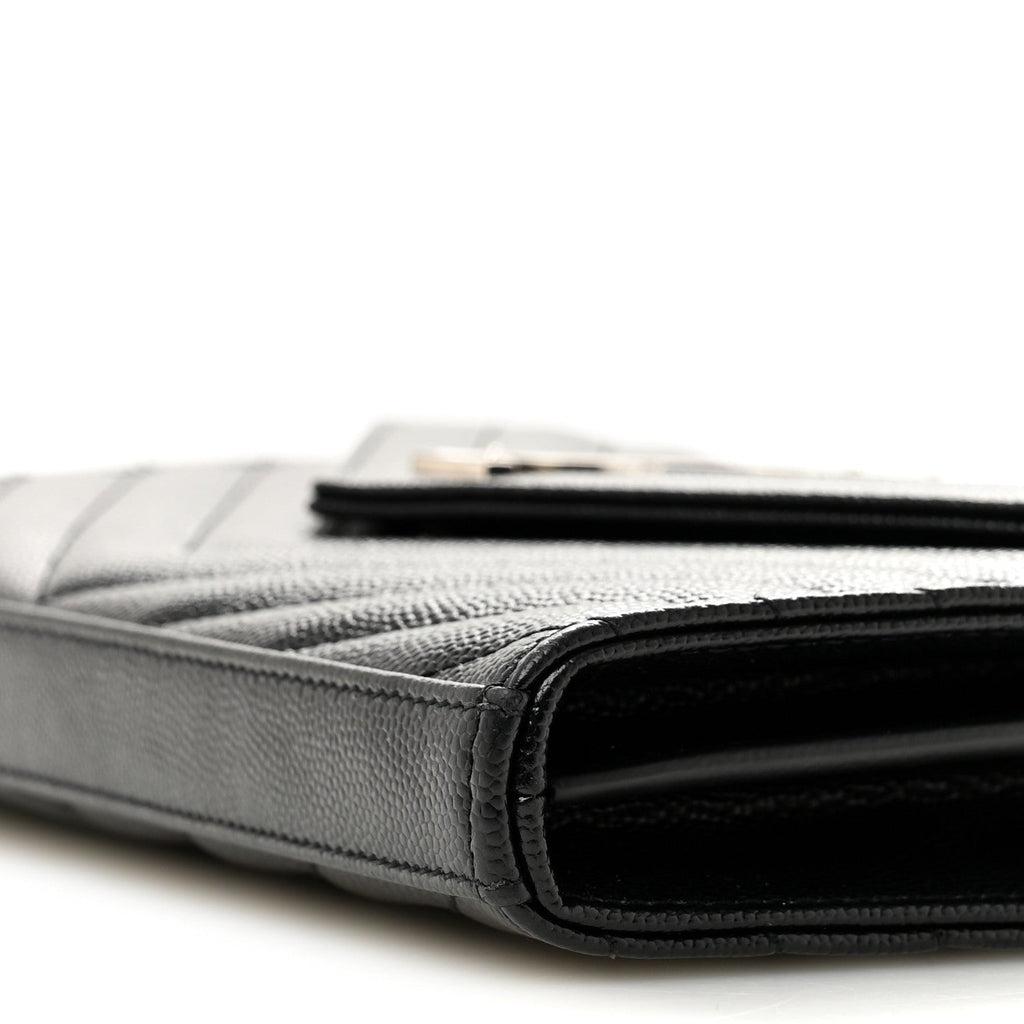 Grain De Poudre Matelasse Chevron Monogram Chain Wallet Black