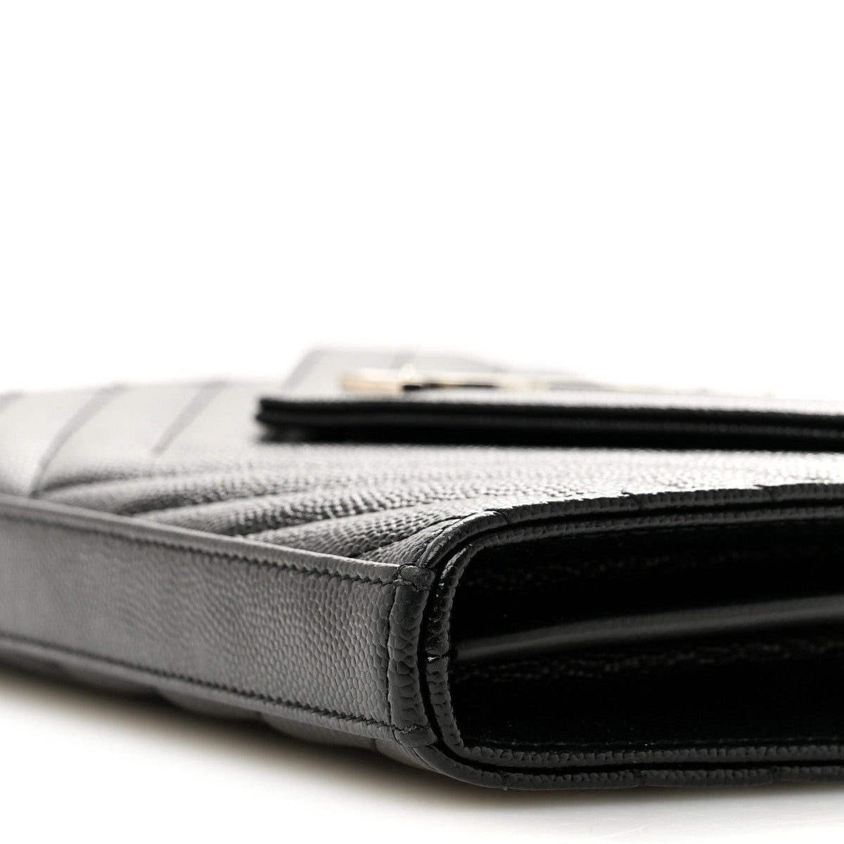Grain De Poudre Matelasse Chevron Monogram Chain Wallet Black