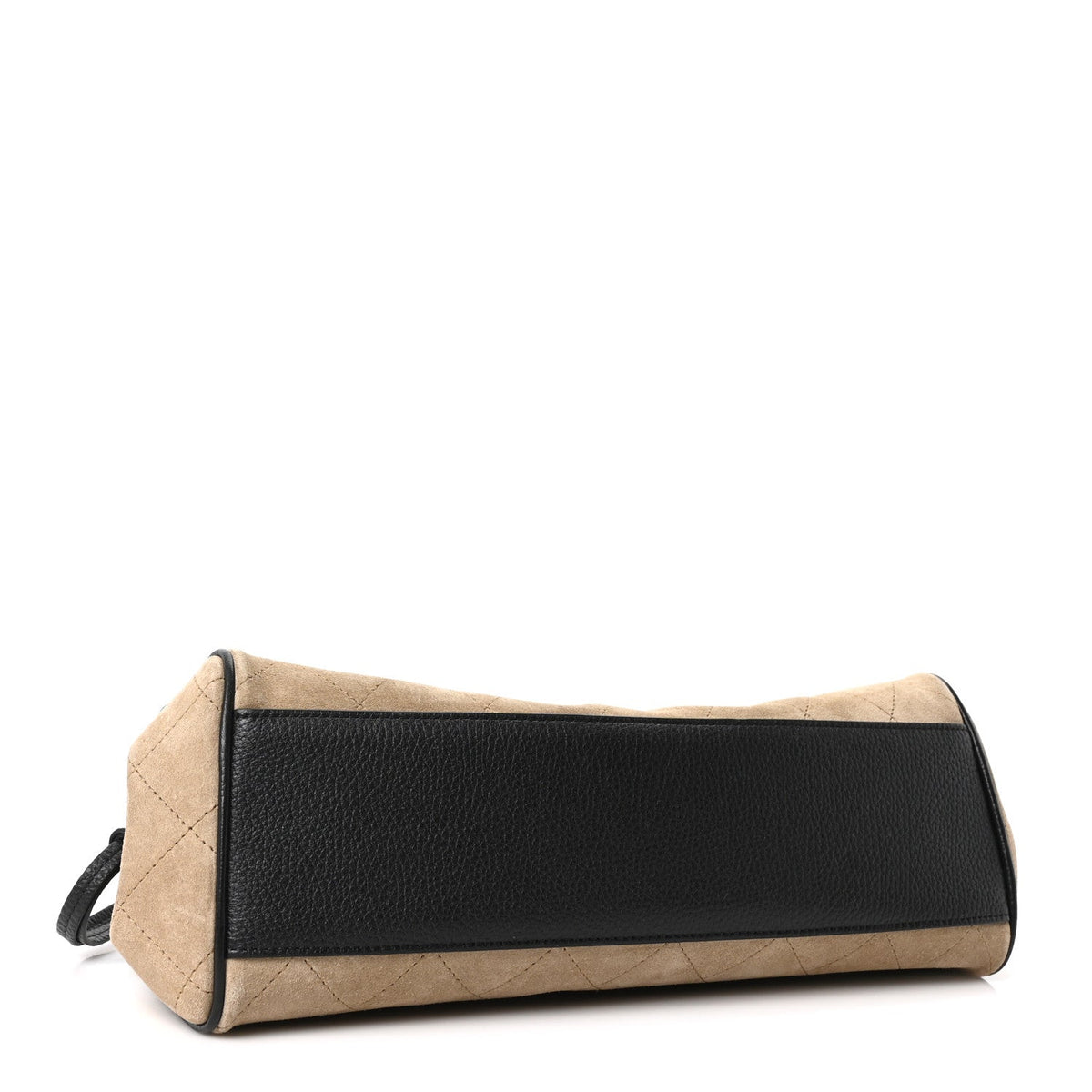 Grained Calfskin Suede Urban Essentials Small Shopping Bag Dark Beige Black