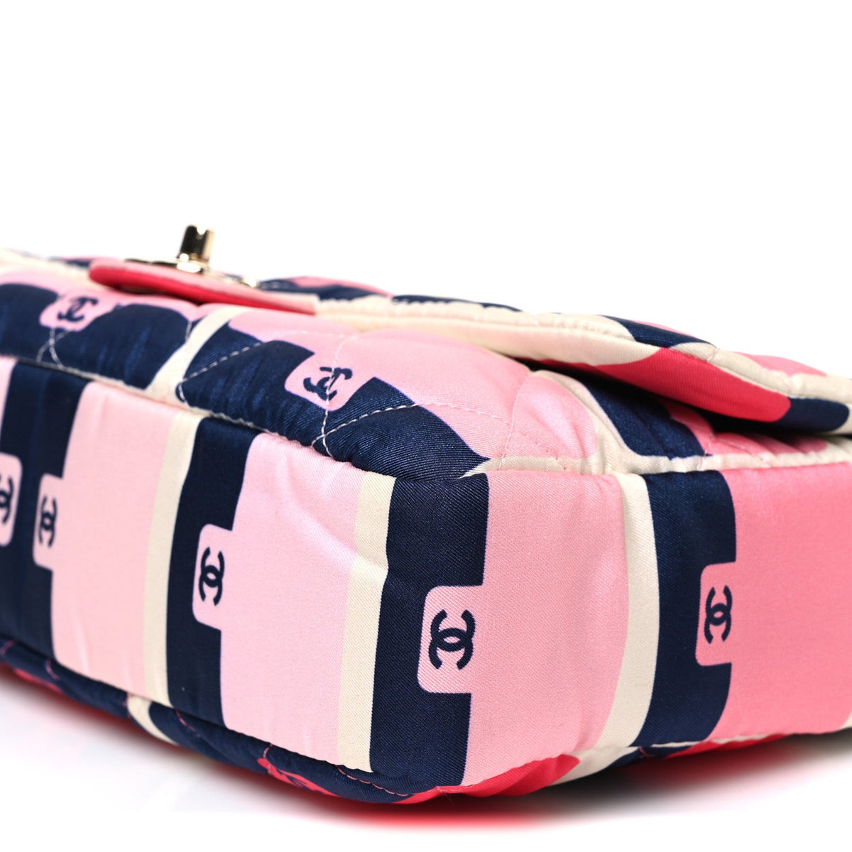 Nylon Printed Medium Flap Pink Navy White