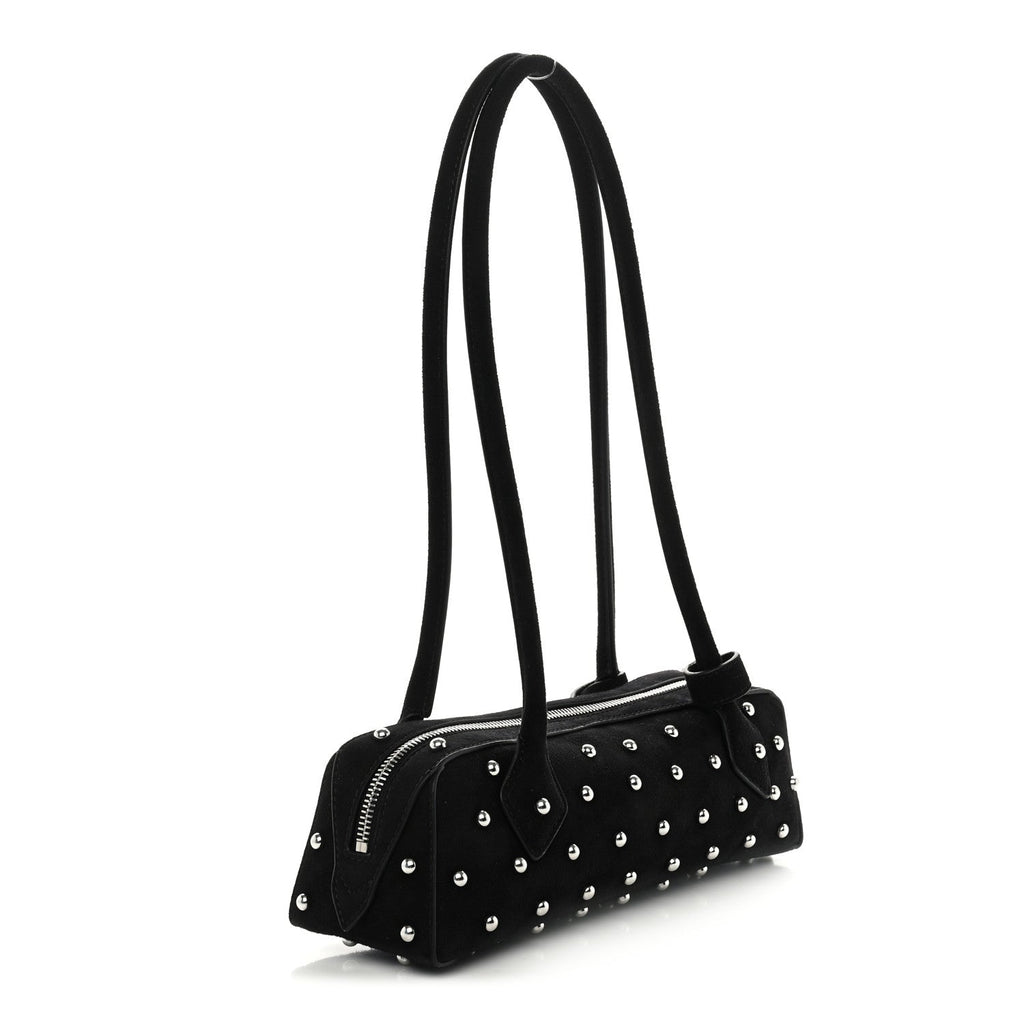Nubuck Studded Small Le Teckel Bag  Black