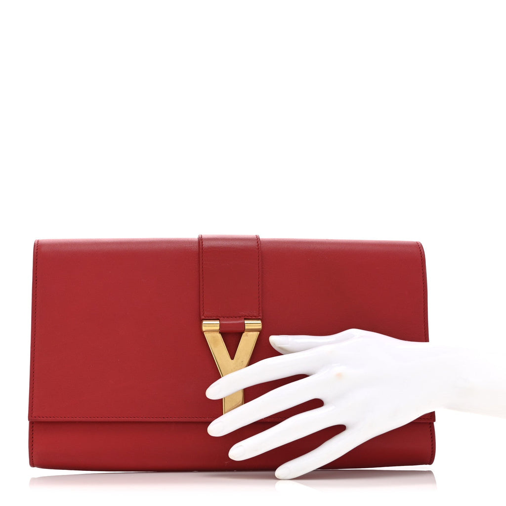 Calfskin Classic Y Ligne Clutch Red