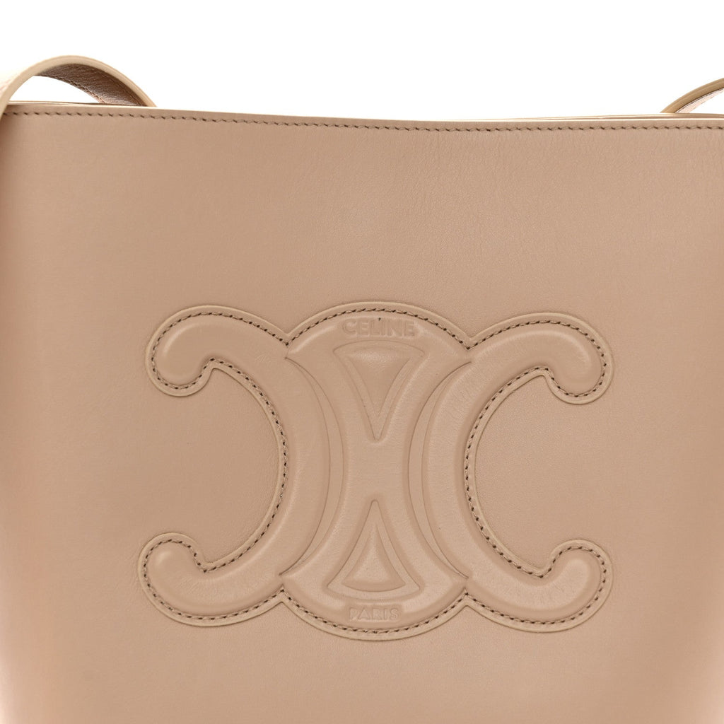 Smooth Calfskin Small Cuir Triomphe Bucket Bag Nude