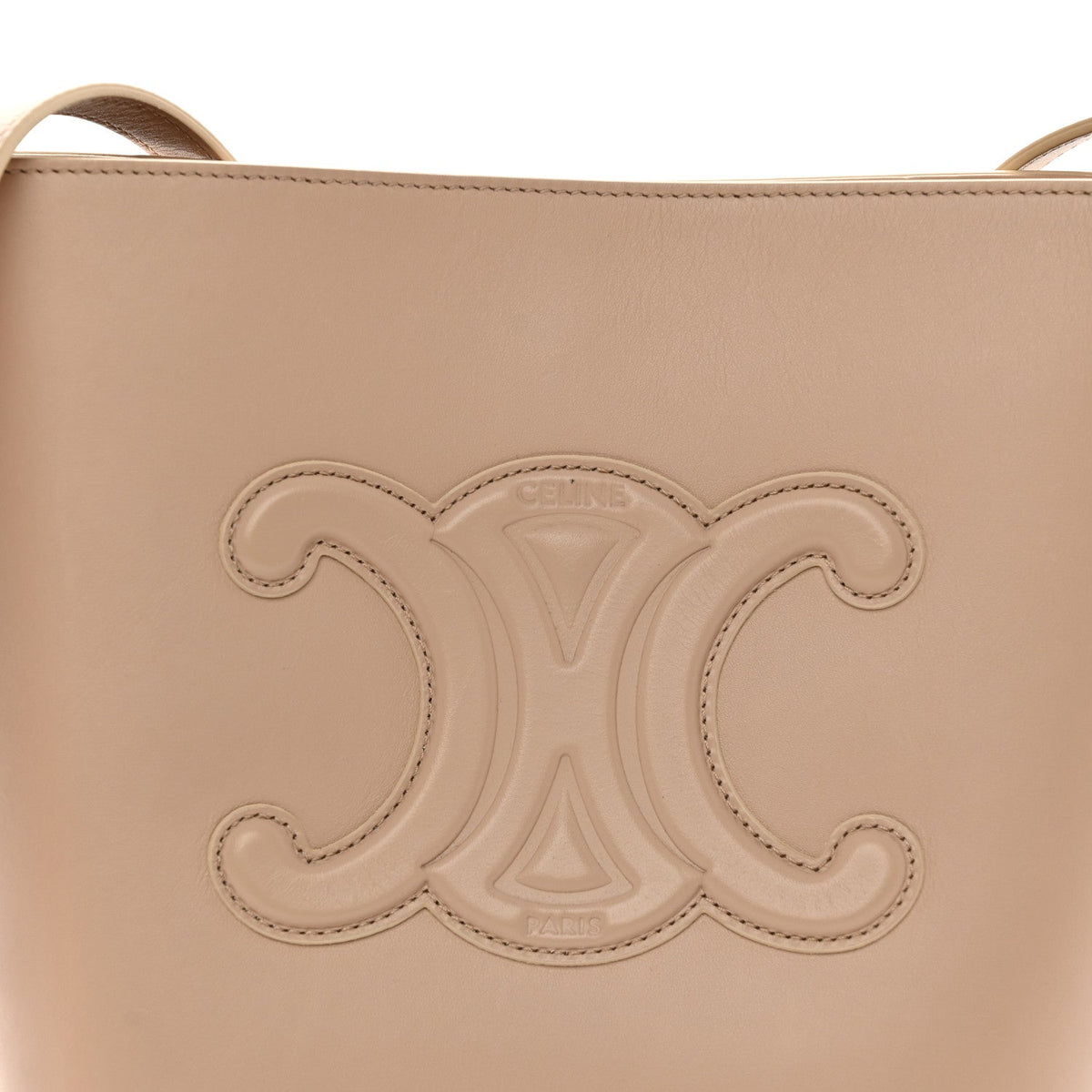 Smooth Calfskin Small Cuir Triomphe Bucket Bag Nude