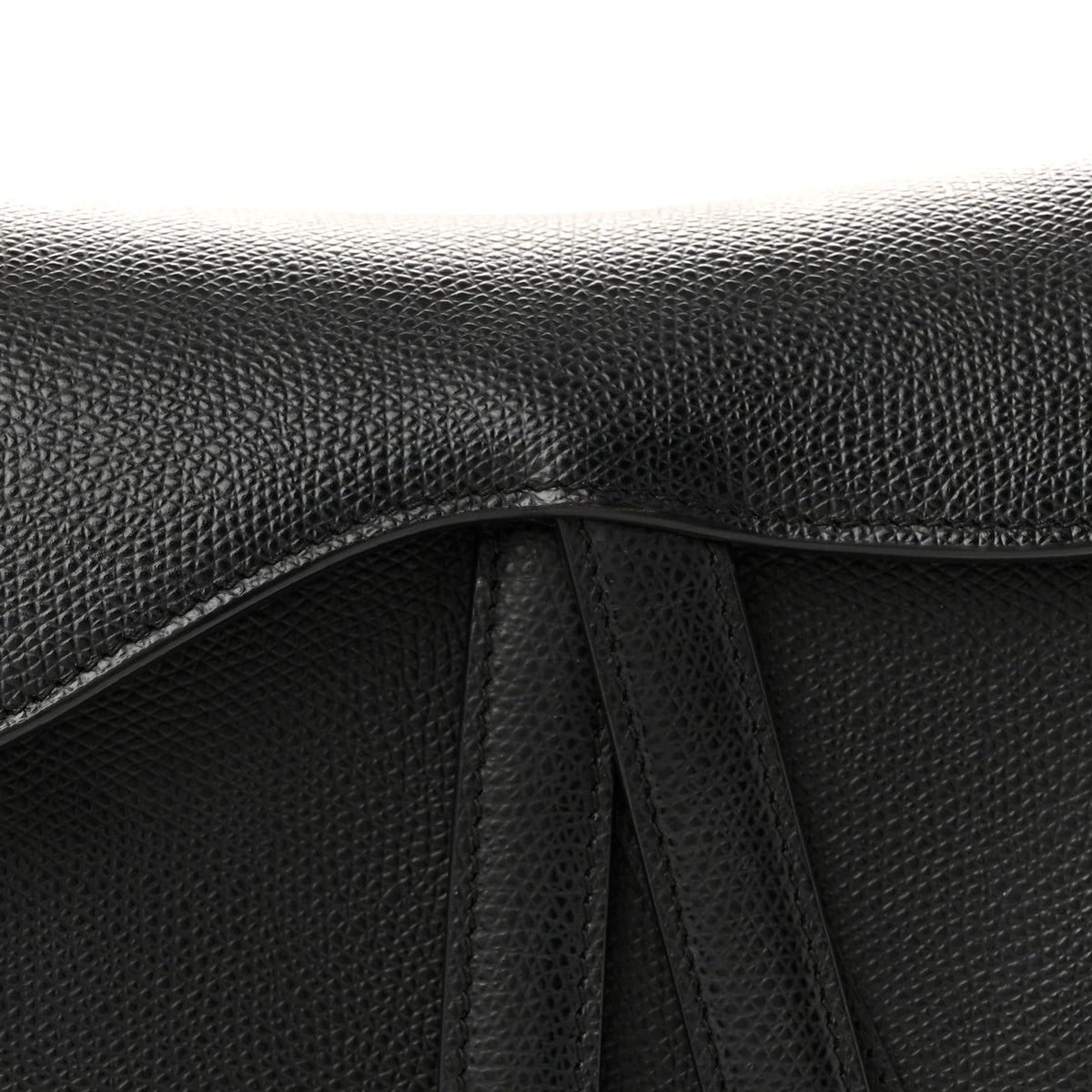 Grained Calfskin Mini Saddle Bag Black