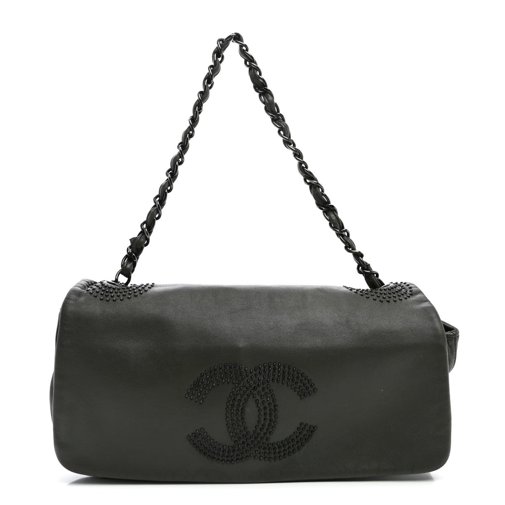 Lambskin Studded CC East West Flap Grey