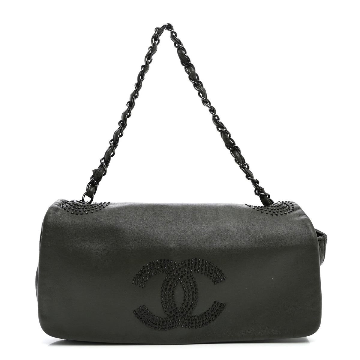 Lambskin Studded CC East West Flap Grey